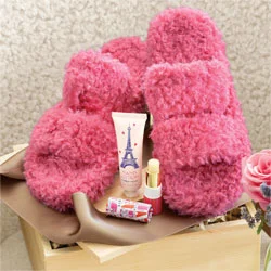 Fluffy Pink Slippers Set