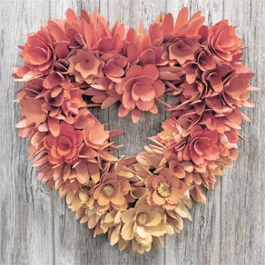 Ombré Heart Wood Rosette Wreath