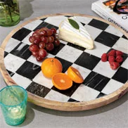 Marble Checkerboard Lazy Susan