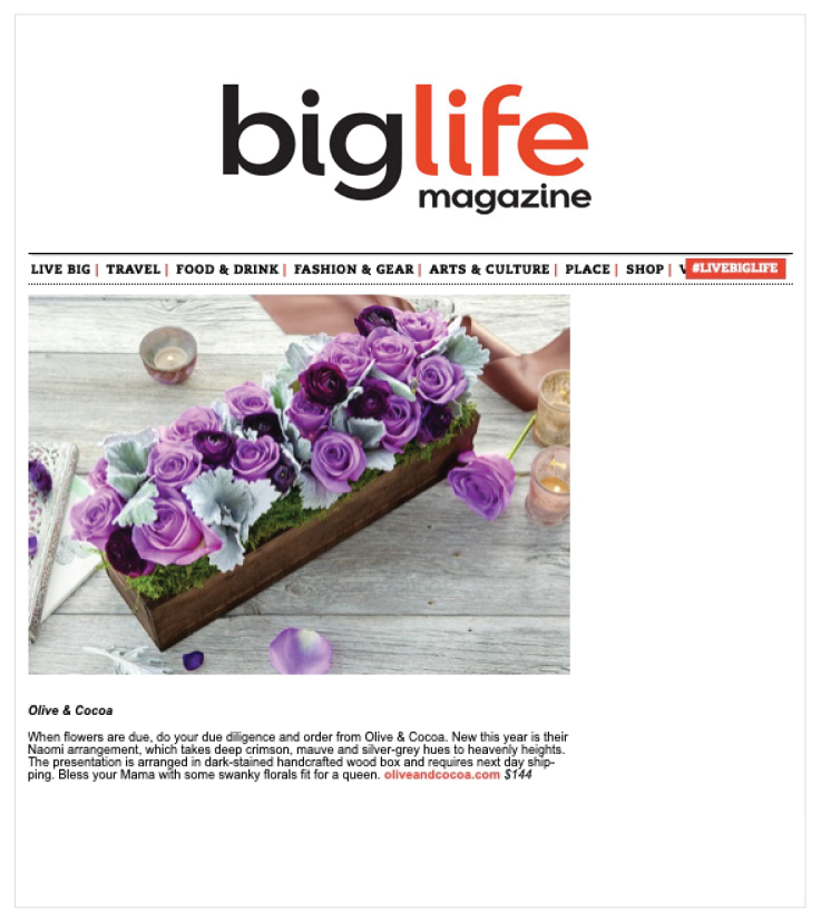 As Seen in BigLife Magazine: Olive & Cocoa