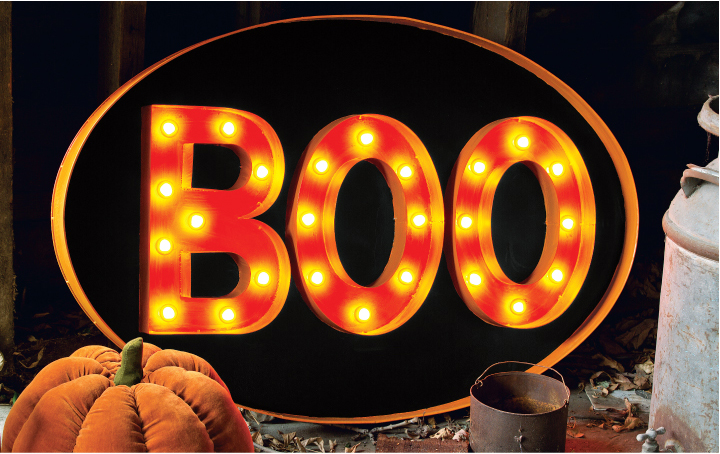 Old Fashioned Lit Boo Sign 