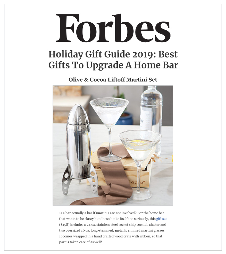 Our Liftoff Martini Cocktail Set was Featured on Forbes.com