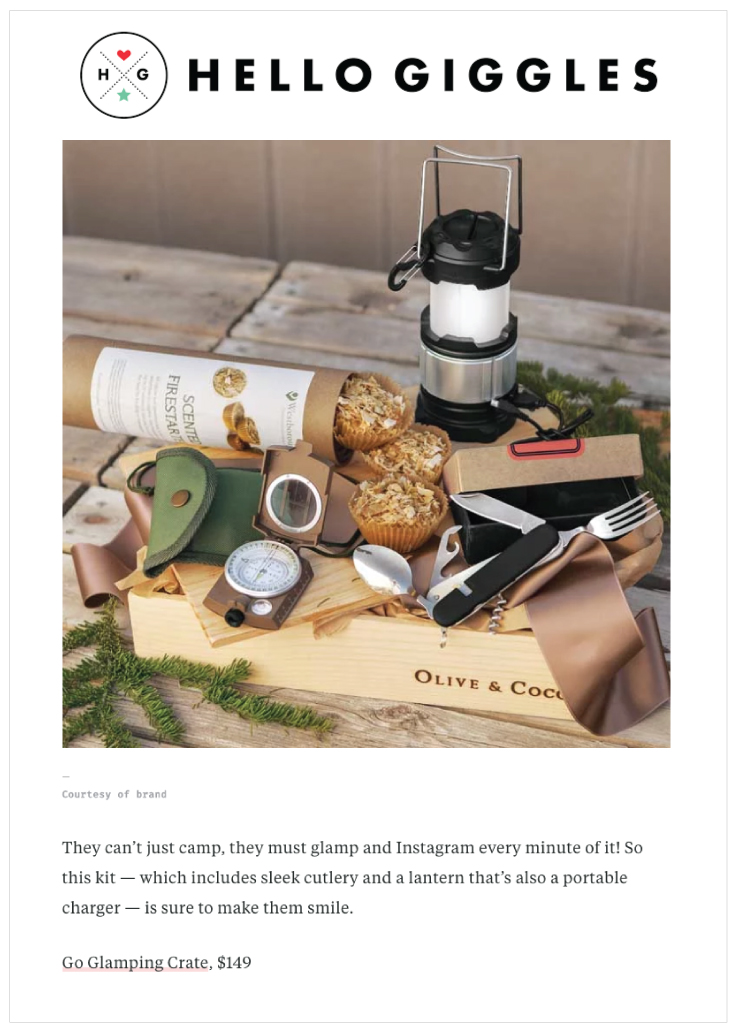 As Seen In Hello Giggles with their Go Glamping Crate