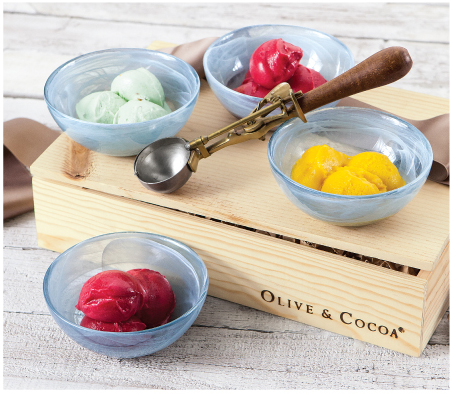 Swirled Ice Cream Bowls & Old Fashioned Scoop