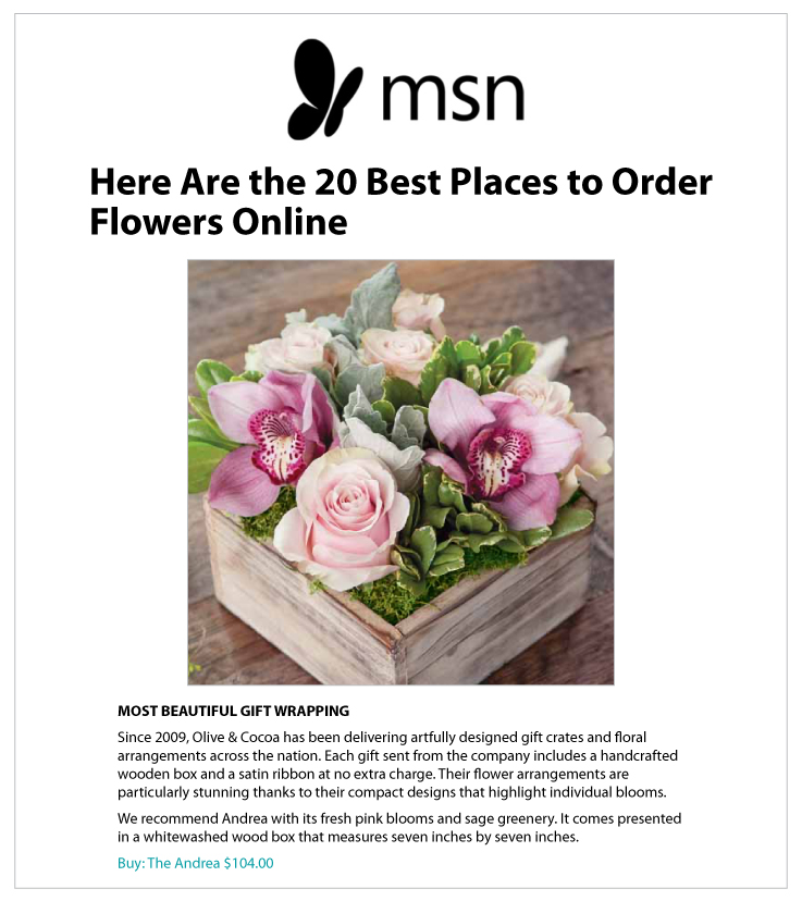 Our Floral Arrangement Delivery Service Featured on MSN.com