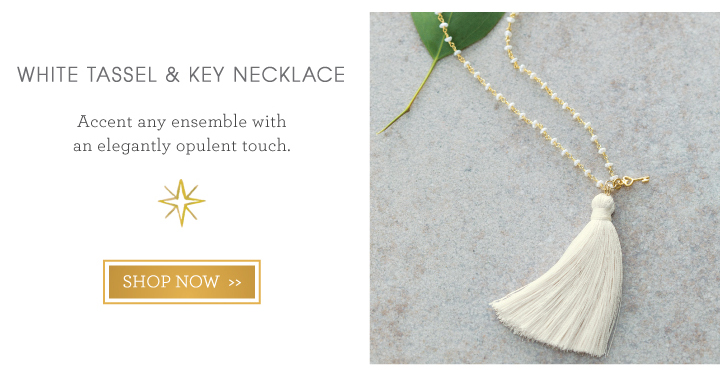 White Tassel & Key Necklace