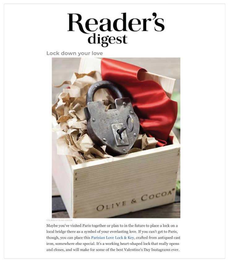As Seen In Reader's Digest - Olive & Cocoa's Love Lock & Key