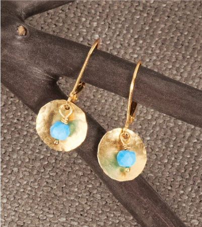 Hammered Gold & Turquoise Earrings 