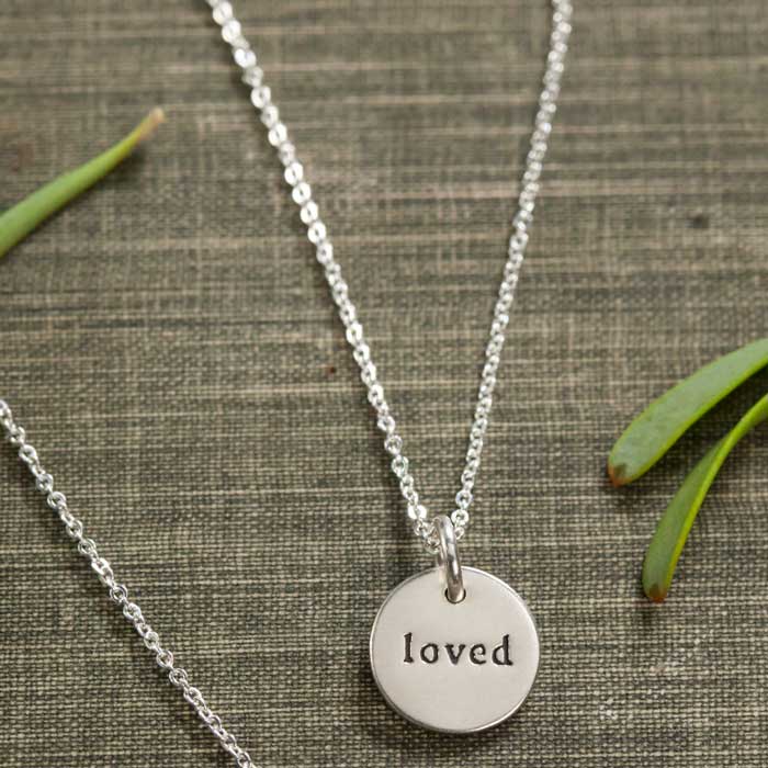 "Loved" Silver Circle Necklace