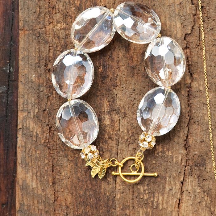 Vintage Bead & Gold Leaf Bracelet