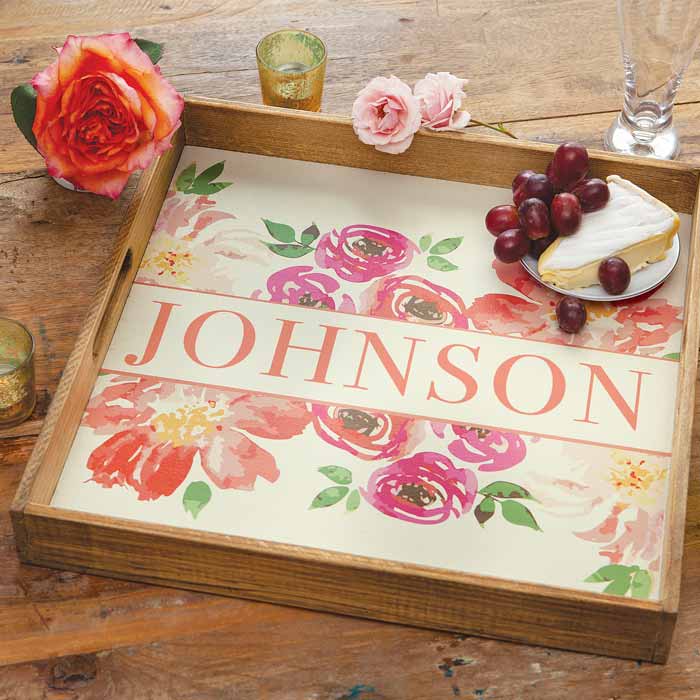 Floral Personalized Serving Tray