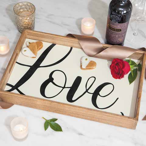 Love Wooden Serving Tray