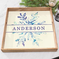Watercolor Snowflake Personalized Tray