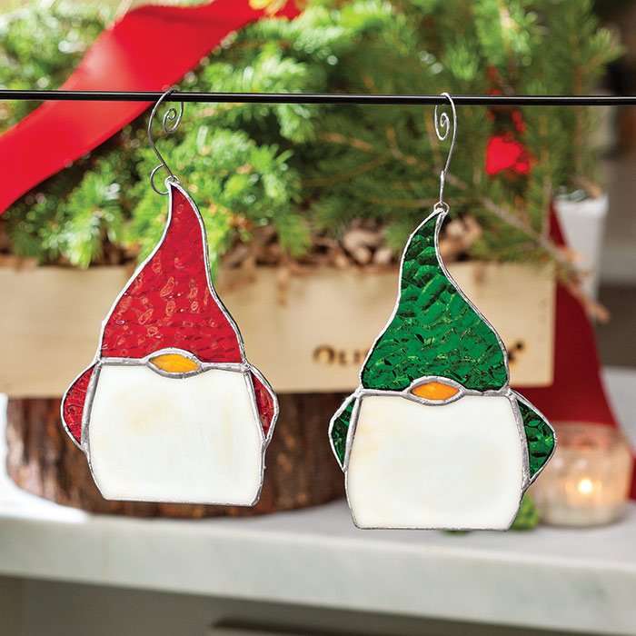 Stained Glass Gnome Ornaments