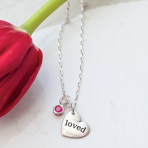"Loved" Garnet Necklace