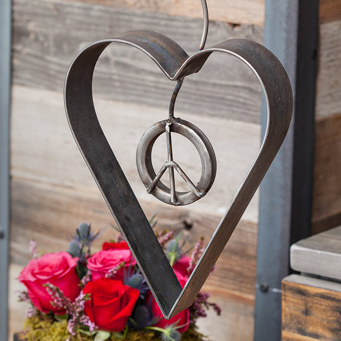 Peace & Love Metal Sculpture