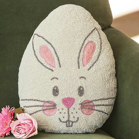 Easter Bunny Beaded Pillow
