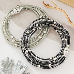 Silver & Noir Wrap Bracelets