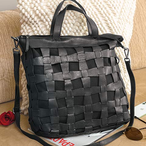 Noir Woven Leather Tote