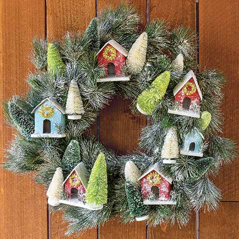 Frosty Birdhouse Wreath
