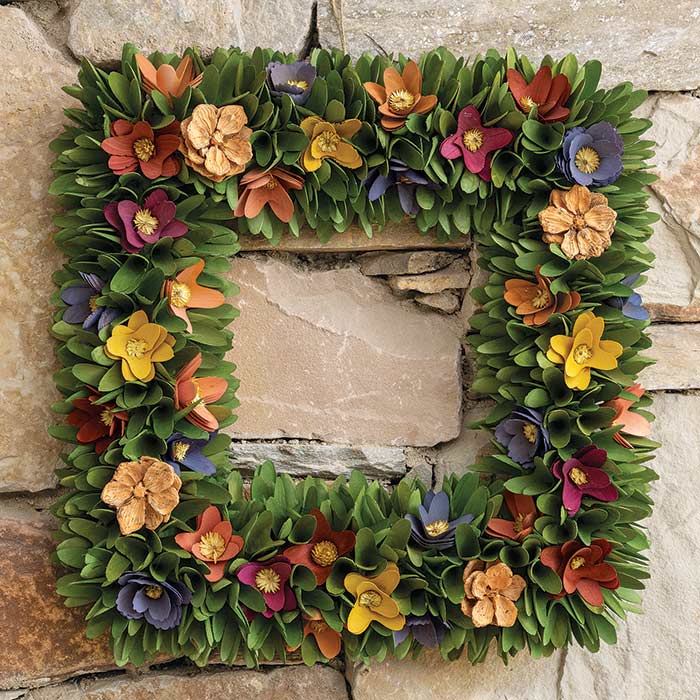 Square Wood Rosette Wreath