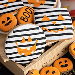 Striped Jack-o-lantern Cookies