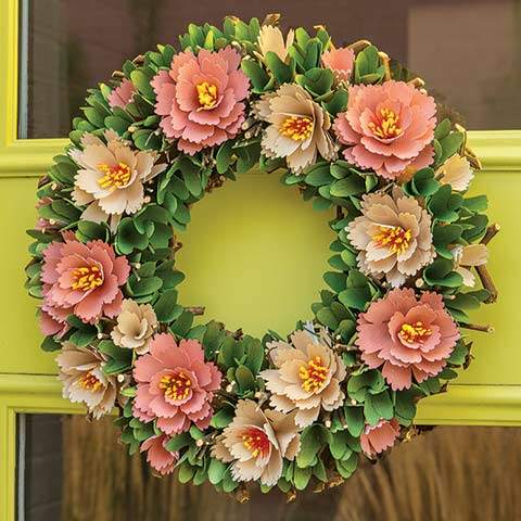 Peach Wood Rosette Wreath