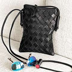 Product Image of Black Woven Leather Crossbody Bag