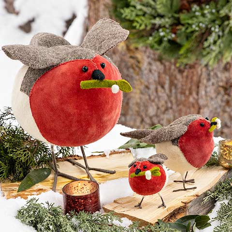 Felted Wool Robin Family