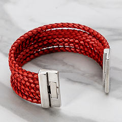 Red Leather Wrap Bracelet