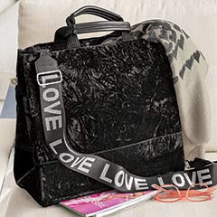 Product Image of Noir Crushed Velvet Tote