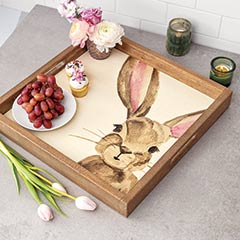 Watercolor Bunny Tray
