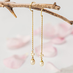 Product Image of Dainty Pearl & Chain Earrings