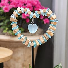 Sea Glass & Heart Garden Stake