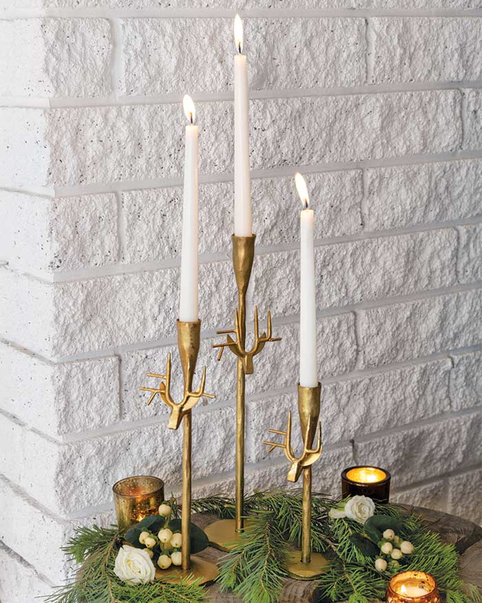 Gilt Stag Candle Holders