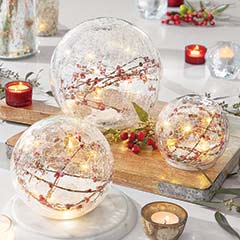Winterberry Lit Globes