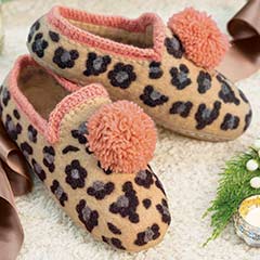 Leopard Felted Wool Slippers