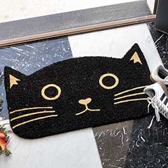 Black Cat Door Mat