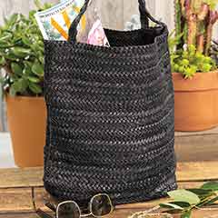 Black Woven Leather Tote