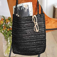 Black Woven Leather Tote