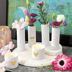 Blanc Heart Vases & Votives