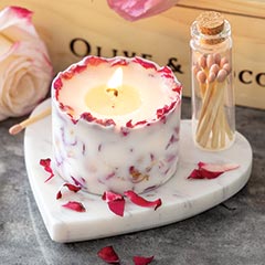 Marble Heart & Fleur Candle Set