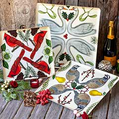 Christmas Birds Tray Set