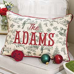 Personalized Toile Winterscape Pillow