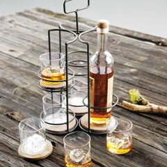Rye Bottle Caddy & Glass Set