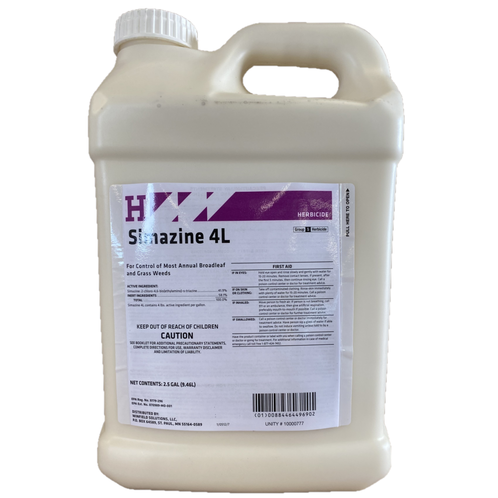 Simazine 4L 2.5 Gallon. Pre-Emergent Herbicide for Broadleaf and Grass Suppression