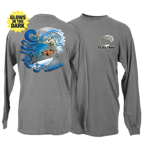 Product Image of Peace Frogs Surf Croak Frog Adult Long Sleeve Garment Dye T-Shirt