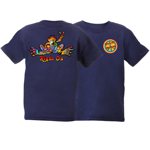 Peace Frogs Button Short Sleeve Kids T-Shirt