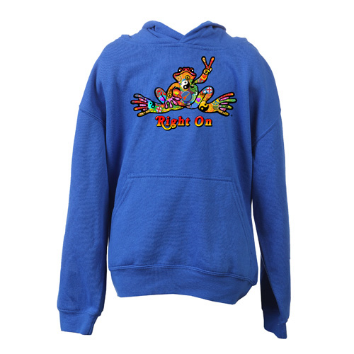 Peace Frogs Button Printed Youth Hooded Pullover Sweatshirt