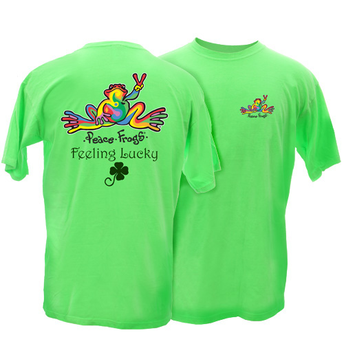 Product Image of Peace Frogs Adult Feeling Lucky Retro Frog Short Sleeve T-Shirt